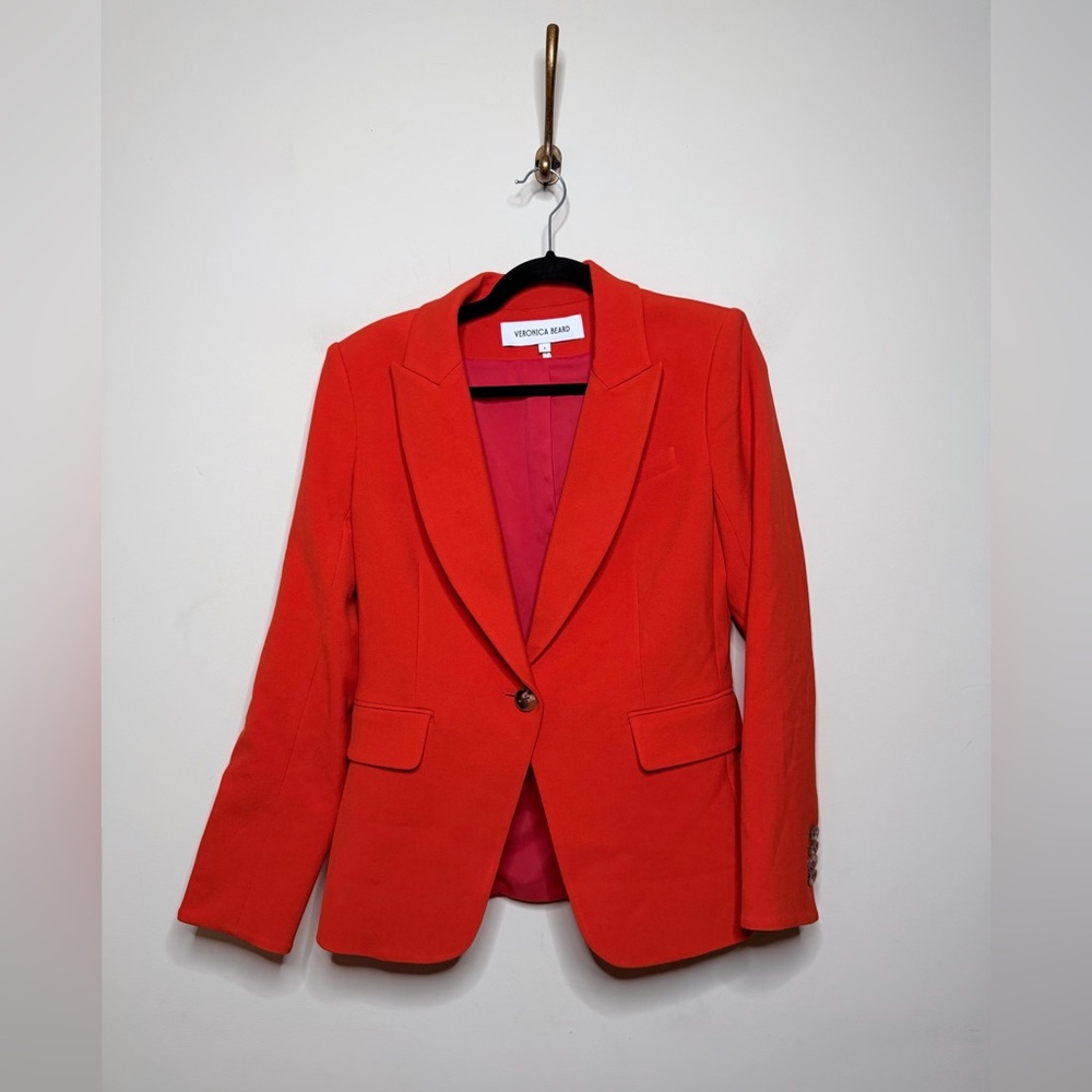Veronica Beard Crepe Cutaway Dickey Jacket in Flame - Picture 5 of 8
